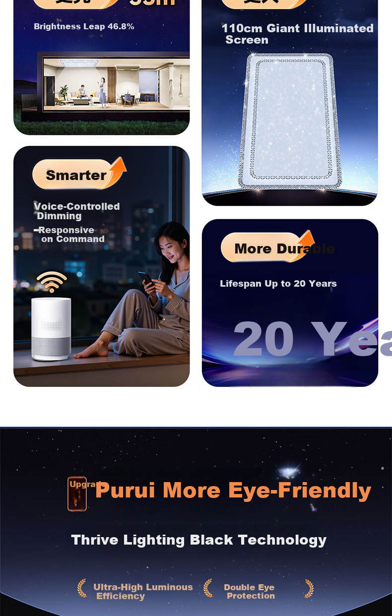 Kuka LED Cream Style Ceiling Light Eye Protection Lighting with Cree Source for Living Room Bedroom 90cm [Installation Included] 3