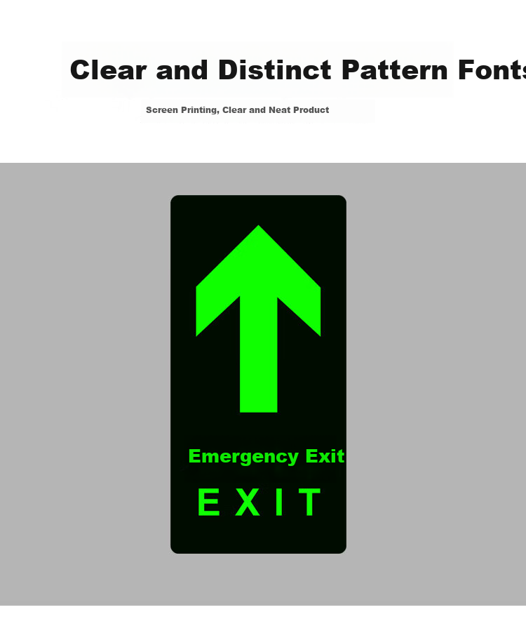 Aimo Hui Luminous Safety Exit Floor Sticker Warning Sign Fire Evacuation Indicator Safety 29x14.5cm 5-Pack 4