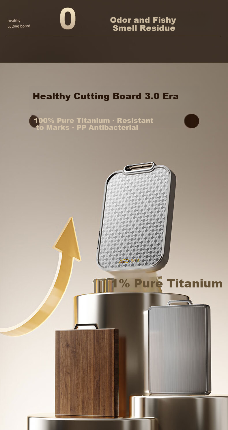 ASD Titanium Enjoy Series Double-Sided Cutting Board, Double-Sided Mold-Resistant Titanium + Antibacterial PP, 28cm 6