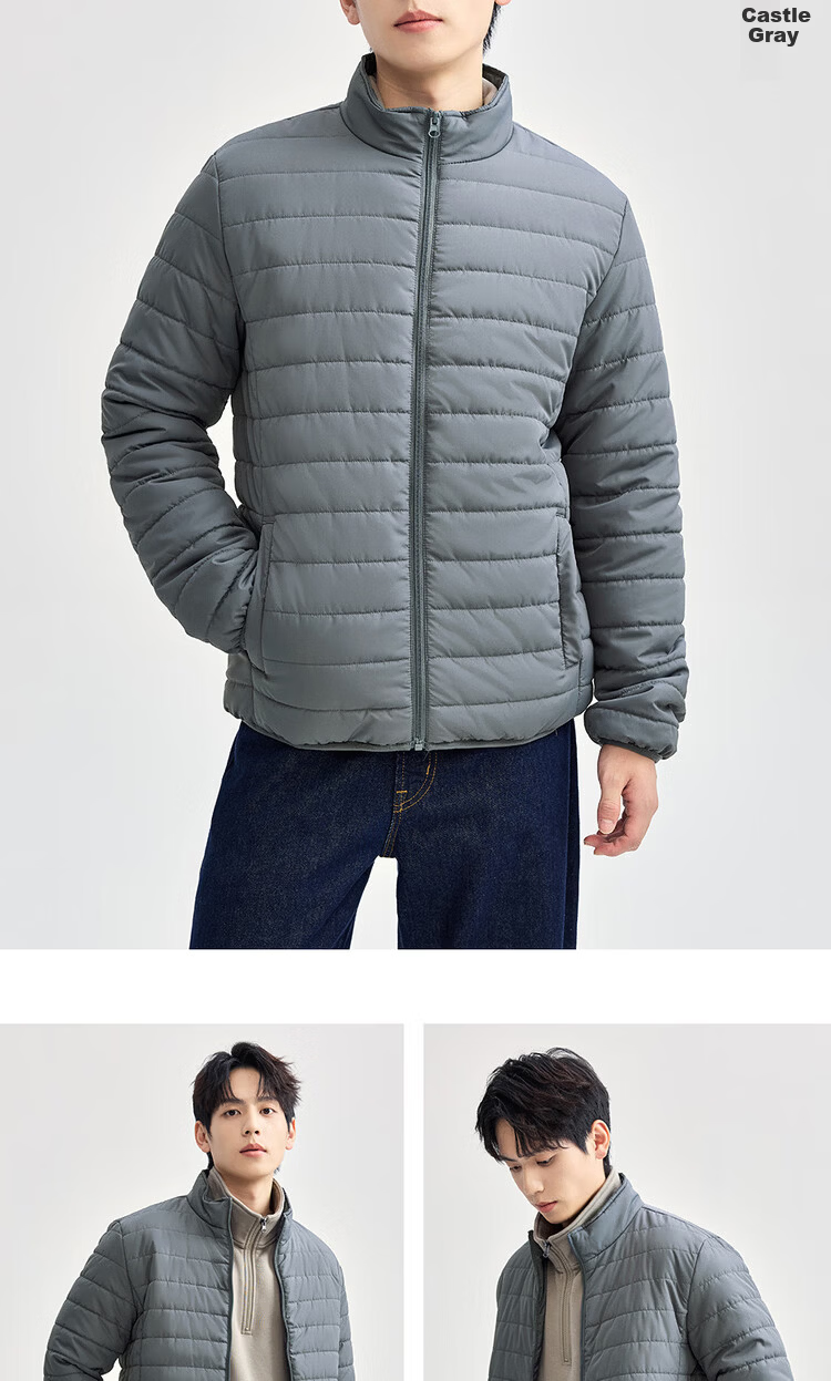 Giordano Men's Cotton Padded Jacket Outdoor New Solid Color Stand Collar Warm Cotton Coat 13075816 14