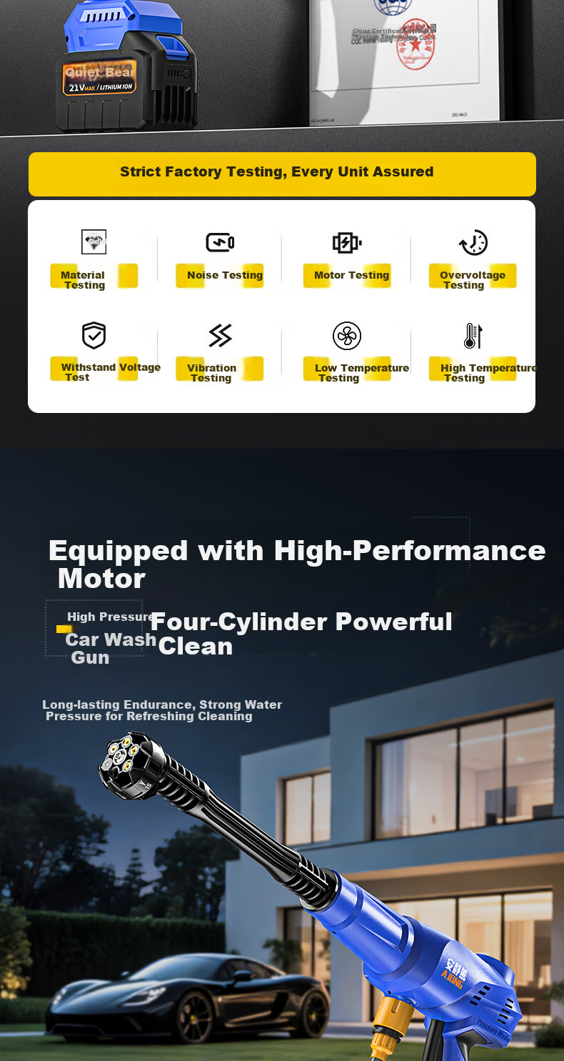 Quiet Bear Wireless Car Washer Lithium Battery High-Pressure Water Gun Household Small Multifunctional Rechargeable Electric Car Cleaning Machine 2