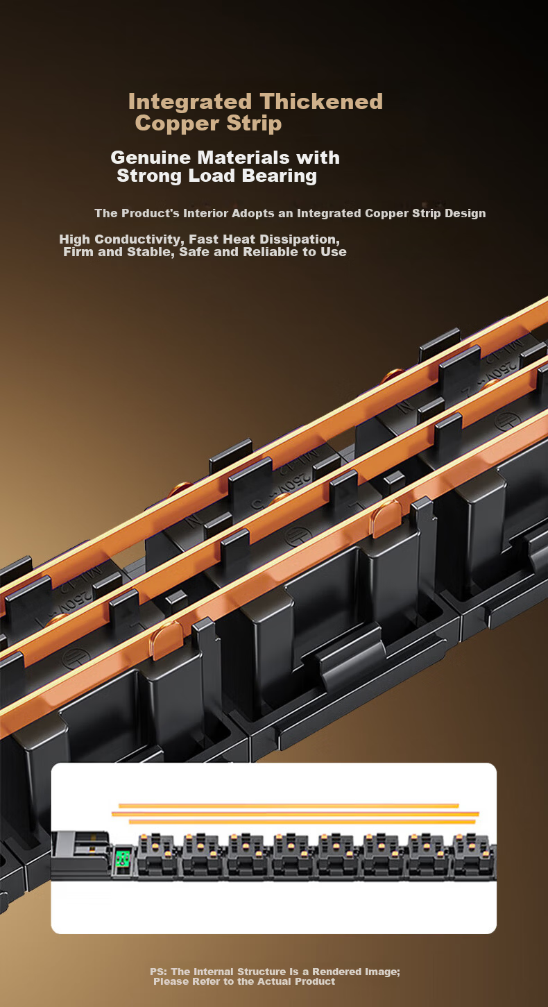 BIAZE PDU Desktop Gaming Cabinet Power Strip Socket Extension Board 8-Outlet Master Control 1.8m Cable 10
