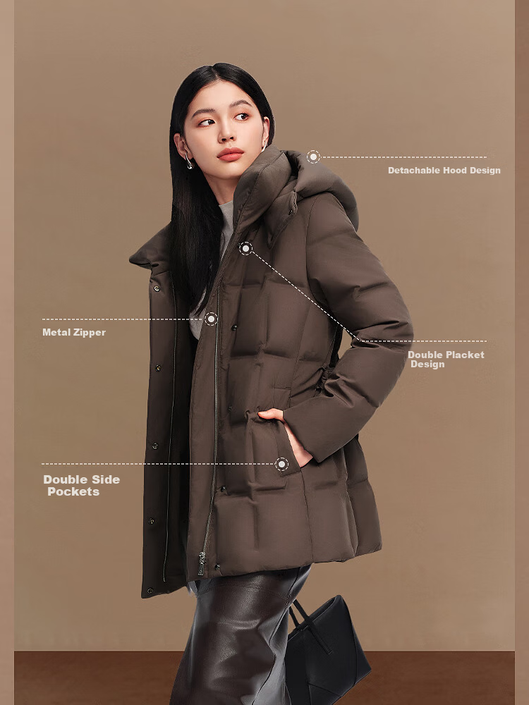 BOSIDENG Women's Thickened Goose Down Hooded Business Jacket Winter Coat New Year Red Hot Sale 12