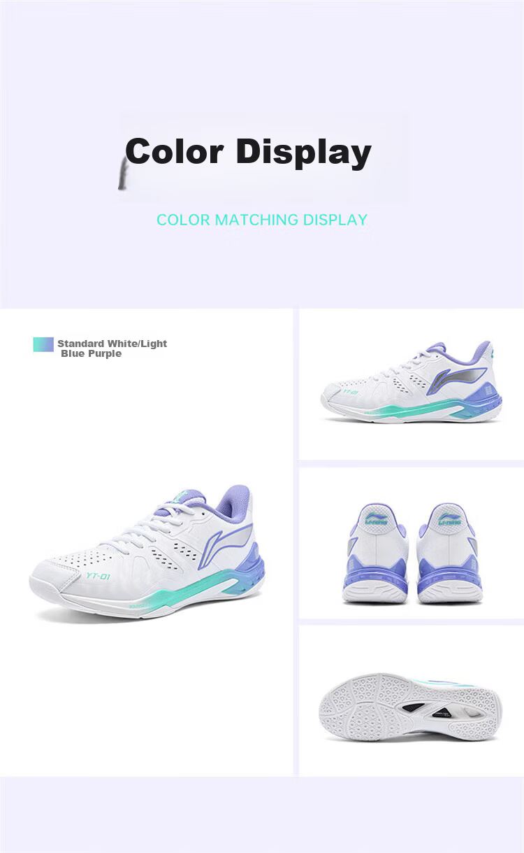 LI-NING Badminton Shoes Yunting NC AYZU017-1 Standard White/Light Blue Purple Size 37 7