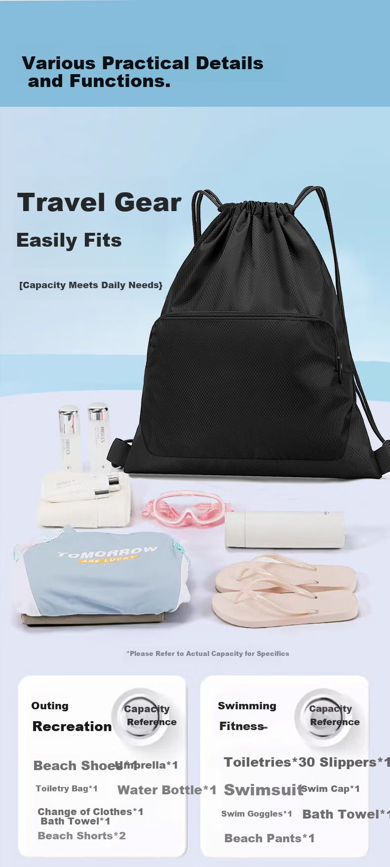 SCOGOLF Sports Backpack Unisex Gym Bag Swimming Drawstring Football Storage Sack School Basketball Bag 2