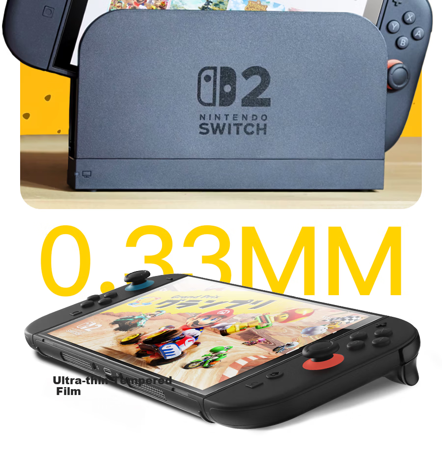 Wally Compatible Switch 2nd Gen 2025 Tempered Glass Screen Protector for Nintendo Switch HD Anti-Fingerprint Anti-Drop Full Coverage Glass Accessory - Easy Apply 14