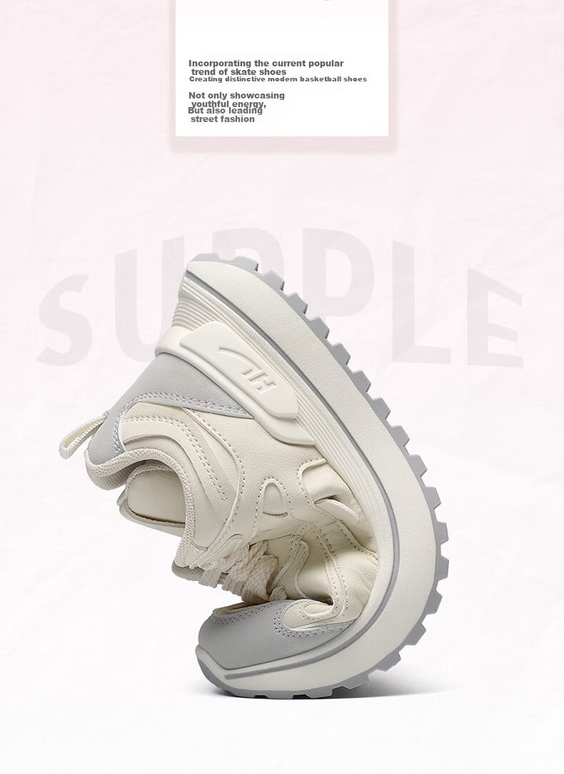 MEXICAN Women's Skate Shoes White Casual Sports Dad Sneakers Red Beige Size 35 2