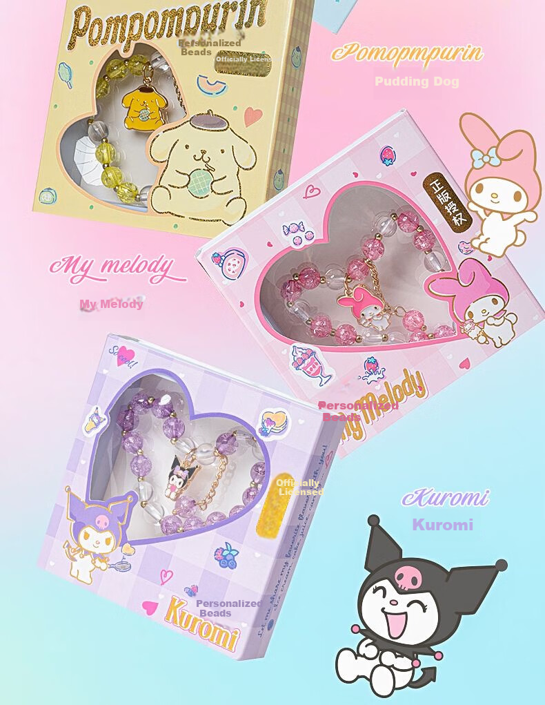 KUROMI Sanrio Bracelet Authentic Children's Beaded Jewelry for Girls Ages 7-14 Birthday Gift 12