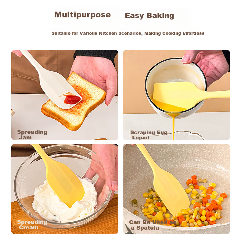 WORTHBUY Silicone Oil Brush Cake Cream Scraper Household Kitchen High-Temperature Resistant Baking Tool BBQ Seasoning Brush Large Size 8