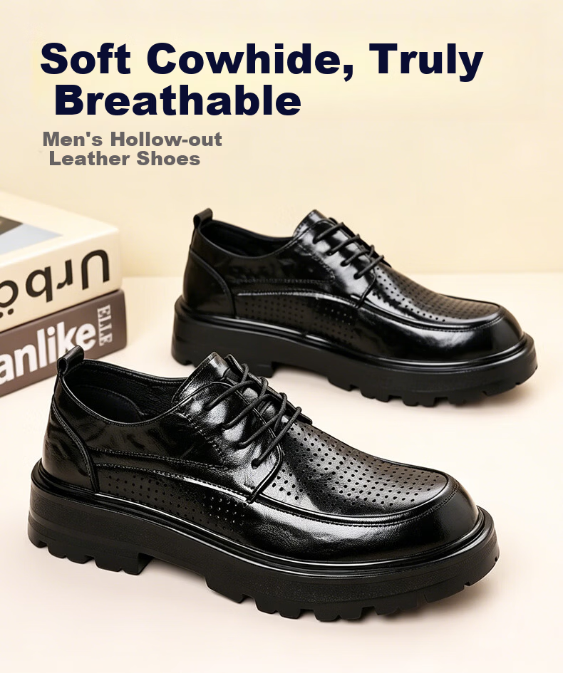 Bull Family [Zhang Ruoyun Edition] Men's Spring Autumn New Casual Versatile Business Formal Leather Shoes Thick Sole Derby Shoes 10