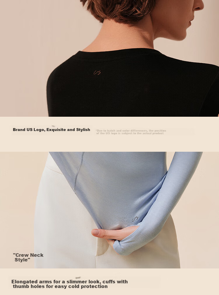 Ubras Liu Wen's Style Tencel Wool Blend Base Layer Women's Thermal Underwear Inner Wear Autumn Top, Plain White, Size L 8