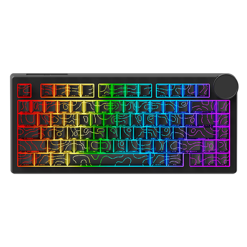 AJAZZ AK820V2 Magnetic Switch Keyboard 81-Key Star Flash Dynamic 0.001RT Esports Valorant Gaming Keyboard CNC Metal Knob Contour Black Ice Island Magnetic Switch
