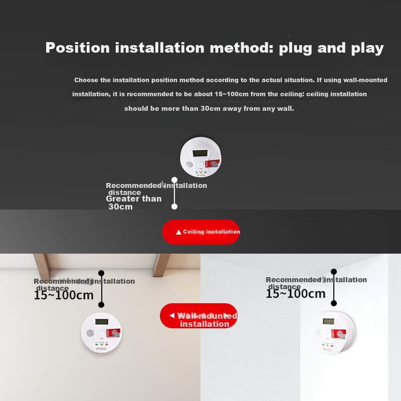 Jingxi Carbon Monoxide Detector Home Anti-Poisoning Kitchen Coal Leak Fire Alarm