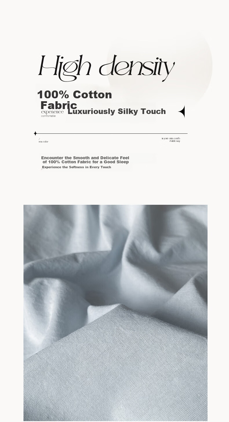 MUJI 100% Cotton Four-Piece Bedding Set, Pure Cotton Fitted Sheet for 1.8m Bed, Duvet Cover 200x230cm 2