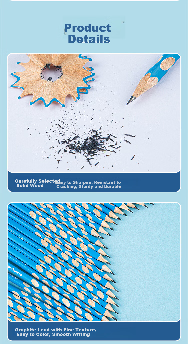 GuangBo 30-Pack Triangular Hole Pencil for Primary School Children Posture Correction Stationery H05725 6