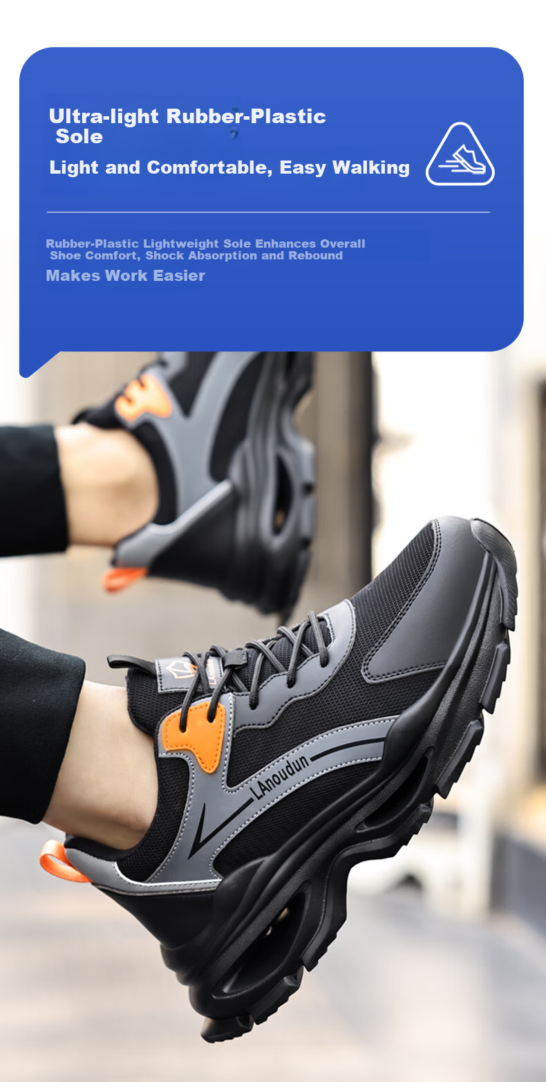 Blue Owl Shield Men's Insulated Electrician Safety Shoes Anti-Smash Toe Anti-Puncture Breathable Ultra-Lightweight Work Shoes D212TKB Size 37 2