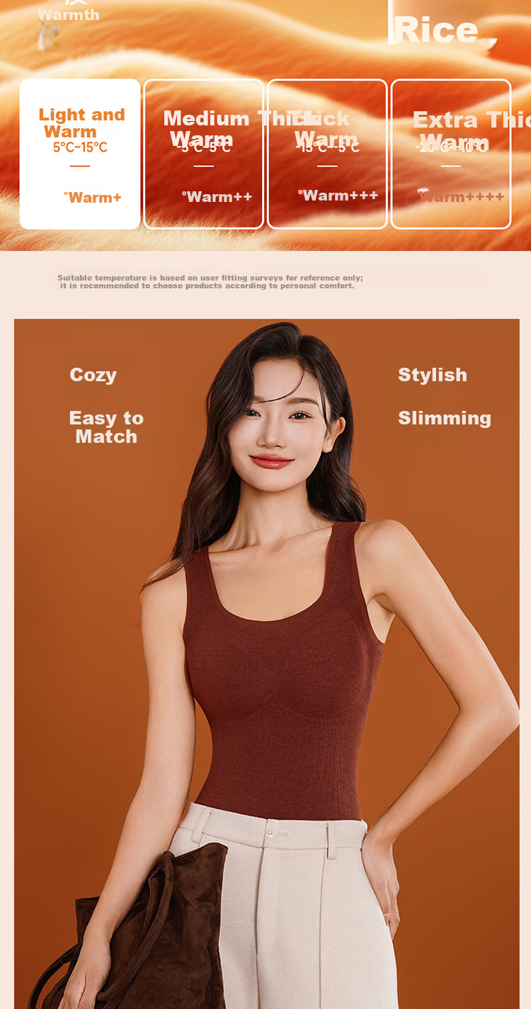 GUJIN Seamless Thermal Vest for Women with Chest Pad, No Bra Needed, Camellia Oil Infused Cashmere Protein Moisturizing Slim Fit 2