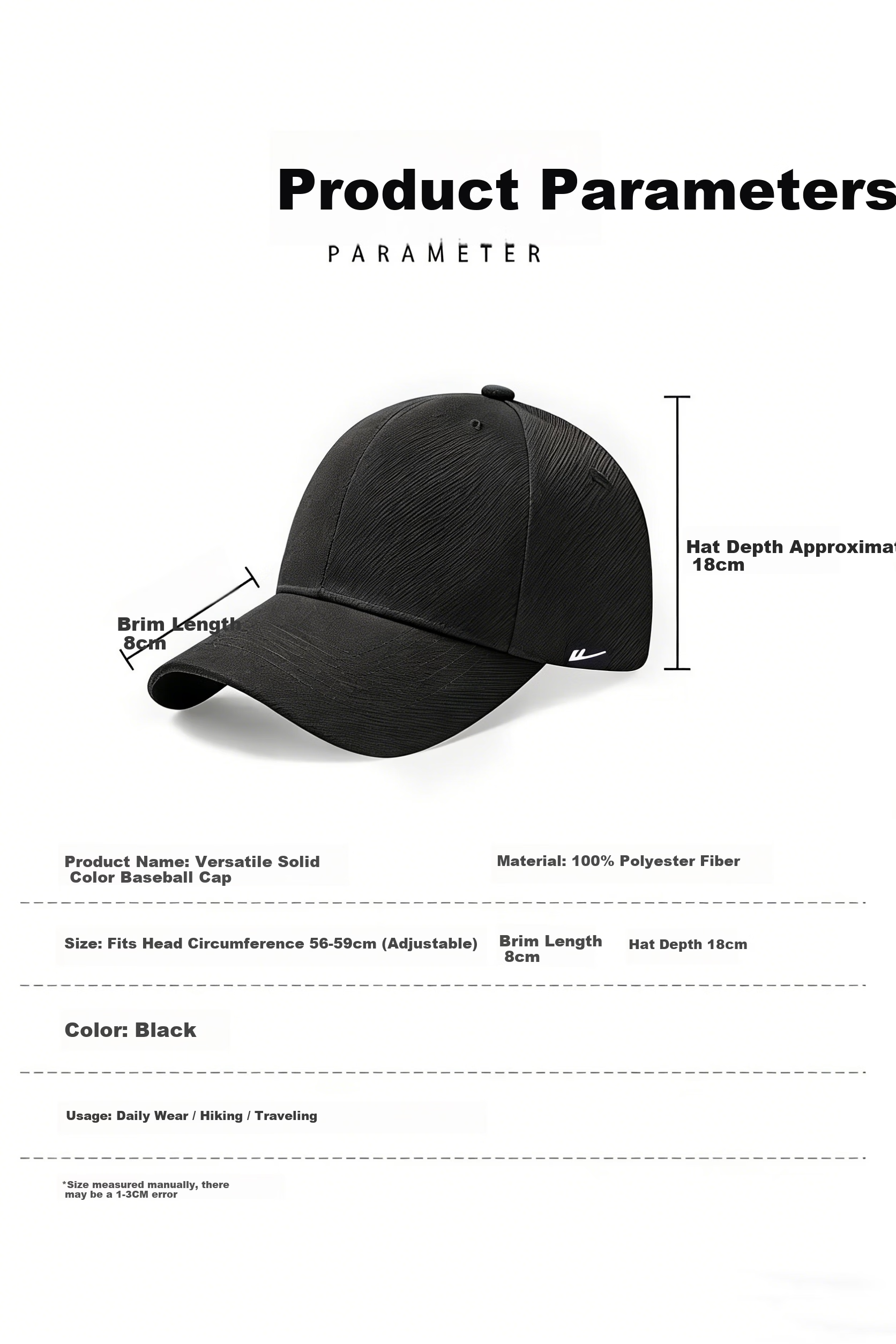 Huili Men's Baseball Cap, All-Season Wide Brim Visor Hat, Deep Crown to Make Face Look Smaller, Outdoor Fashion Casual Cap 3