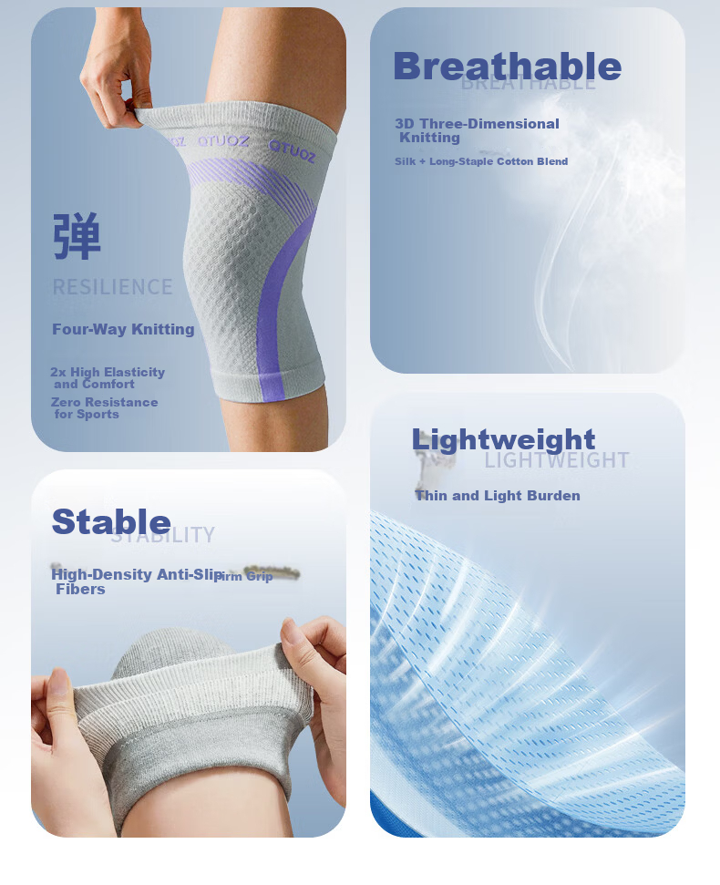 Qituozhe Silk Knee Brace Summer Thin Sports Protective Medical Knee Sleeve for Men and Women Meniscus Injury Recovery 9