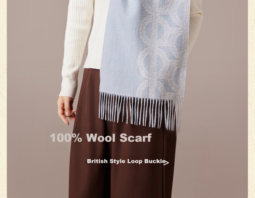 Shanghai Story 100% Wool Jacquard Shawl Scarf Autumn Winter Fashion Warm Dual-Use Neck Warmer Birthday Gift for Girlfriend 2