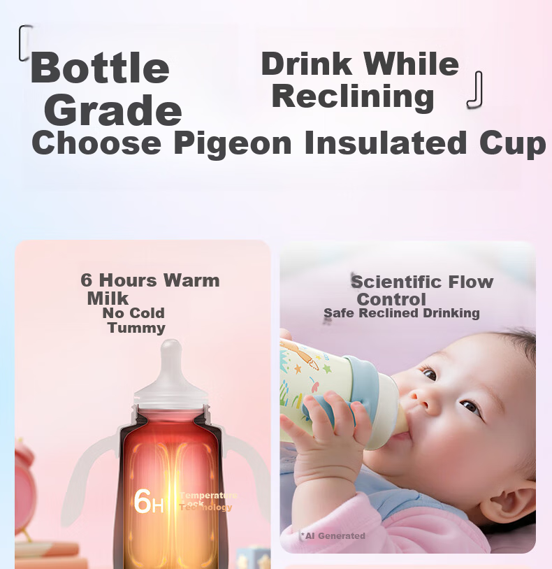 Pigeon Premium White Baby Children's Insulated Water Bottle Thermos Milk Bottle Straw Sippy Cup Anti-Choke Leak-Proof 300ml 12 Months+ 3