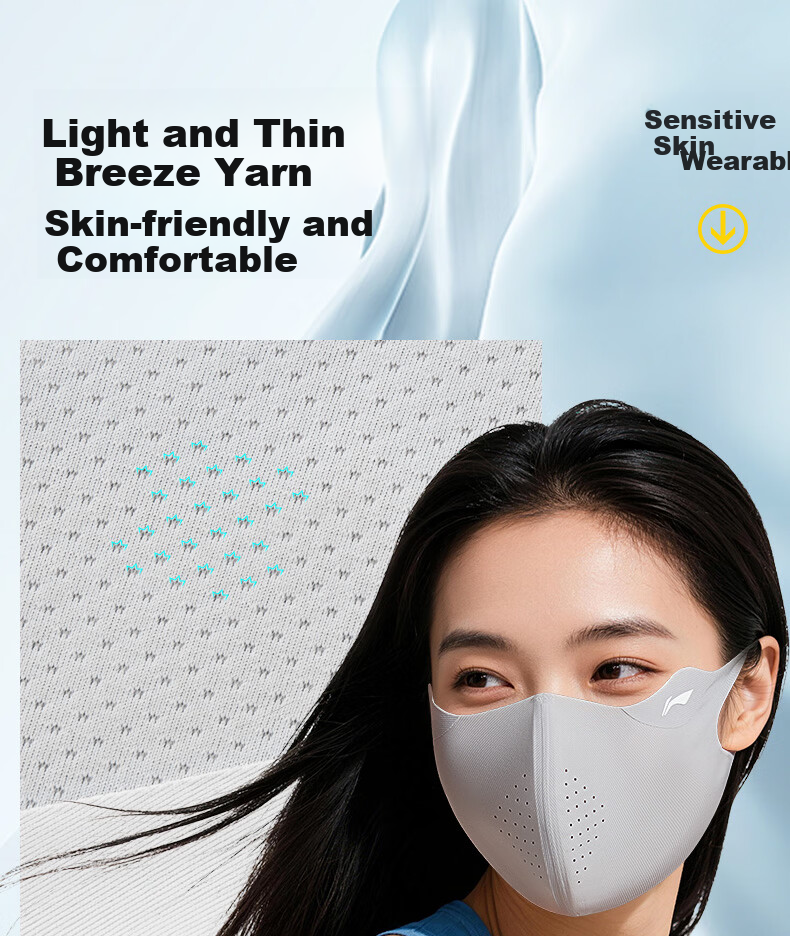 Li-Ning Sun Protection Face Mask for Men And Women, Ice Silk UV-Resistant 3D Sunshade Mask for Running, Cycling, Breathable with Eye Corner Protectio 15