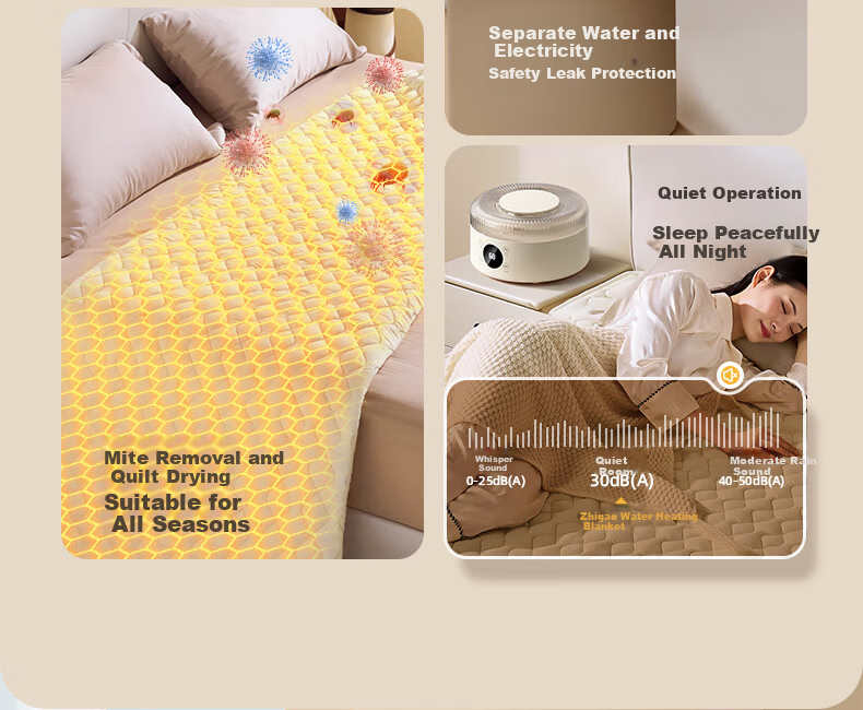 CHIGO Double Water Heating Electric Blanket 1.5x1.8m with Water-Electric Separation Safety and Water Circulation System 5