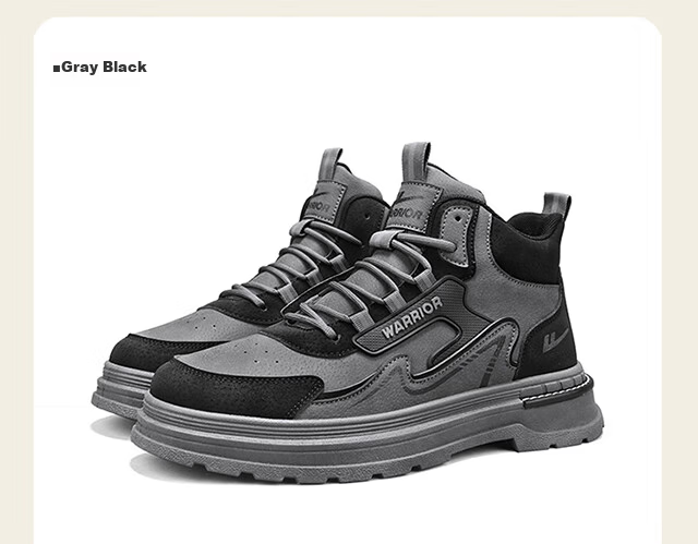 Warrior Men's Shoes 2026 Summer New Work Boots Breathable Anti-Smash Martin Boots Safety Shoes Gray Black Size 43 14
