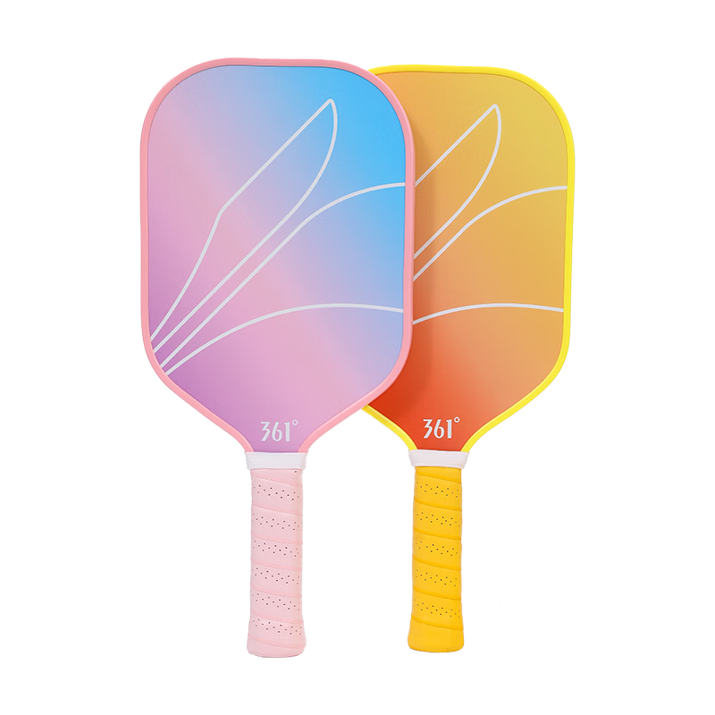 361° Pickleball Racket Set Fiberglass Double Rackets PP Honeycomb Core Advanced Training Pickleball Sports Yellow+Pink