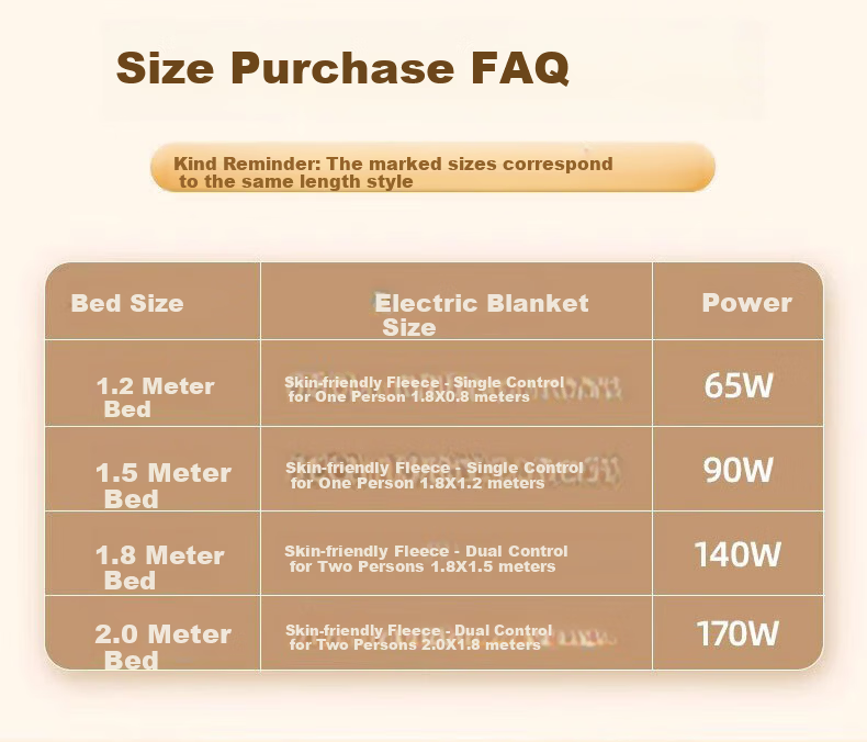 Zhunhang High-Temperature Power-Off Safety Electric Blanket 1.5x1.8m Dual Temperature Dual Control Zoned Electric Quilt for Two People 22