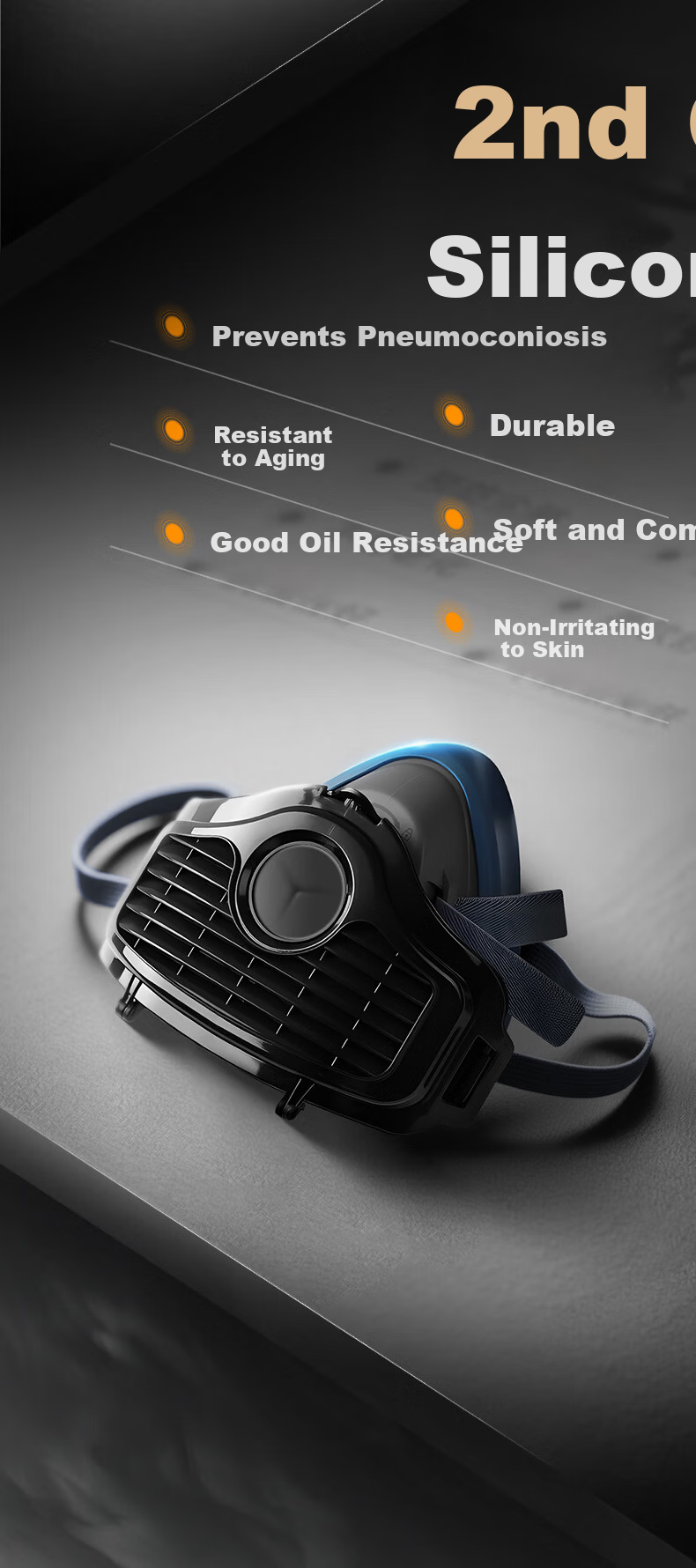 Henghui Dustproof Mask Industrial Heavy Dust Smoke Respirator Protective Silicone Mask for Coal Mining Grinding Renovation Spray Painting [1 Piece] DM15 3