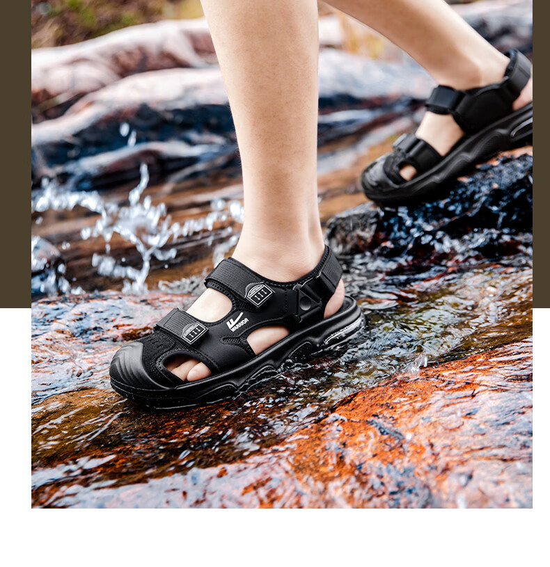 Warrior Men's Stream Hiking Sandals 2026 Summer New Outdoor Beach Water Shoes 1648 Black Size 39 14