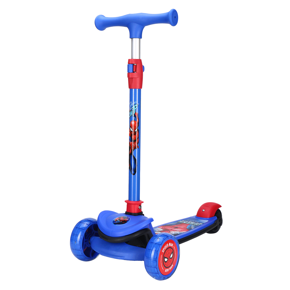 Disney Children's Scooter for Ages 3-6 Foldable Tricycle Kickboard with Flash Wheels, Boys And Girls Toy Car, Marvel Spider-Man Desig