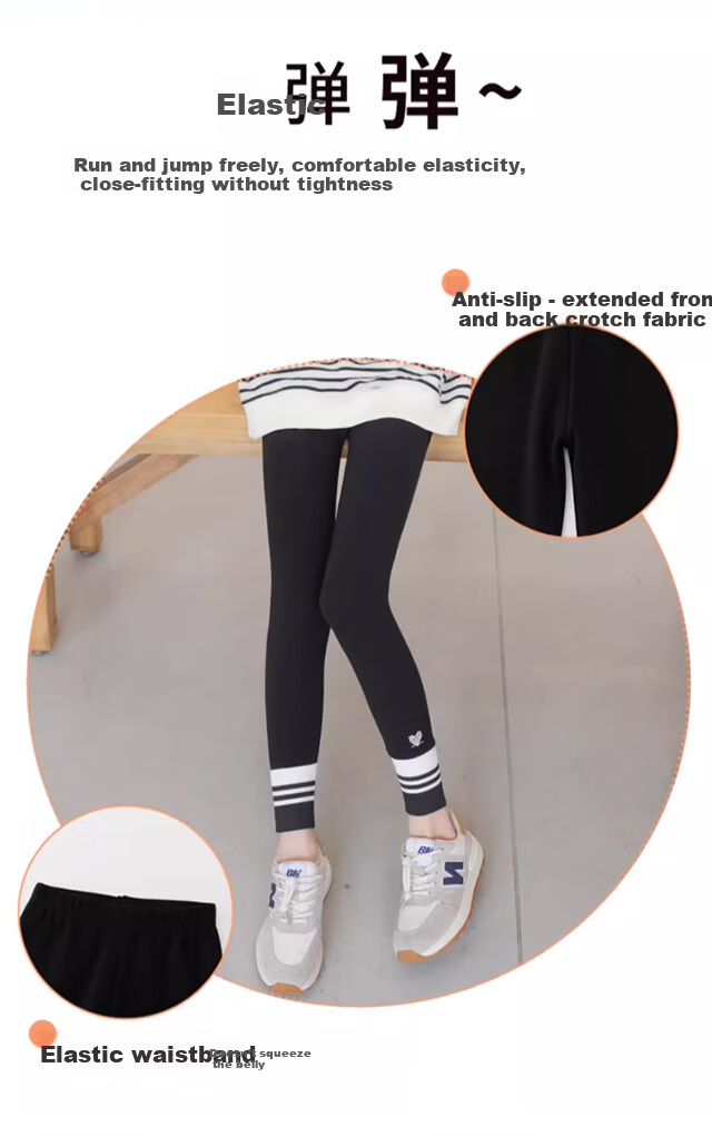 XUEXIMAN Kids Cotton Ribbed Thermal Leggings for Girls Autumn Winter Thin Casual Warm Pants for Older Children 4