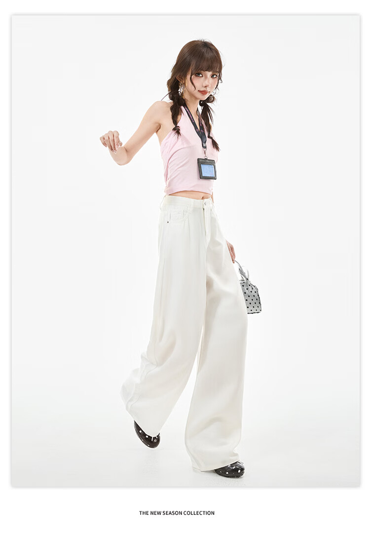 Free Style Tencel Soft Denim Straight Leg Pants Women 2026 Summer Thin High Waist Slim Lenzing White Loose Wide Leg Pants 21