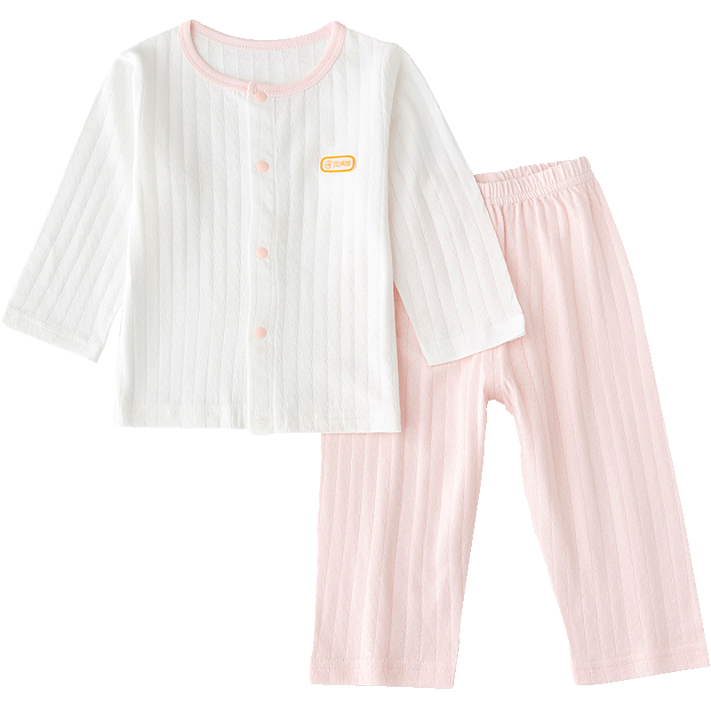 Babyprints Baby Homewear Set Unisex Cotton Underwear 2-Piece Four-Season Soft Breathable Pajamas Pink 100