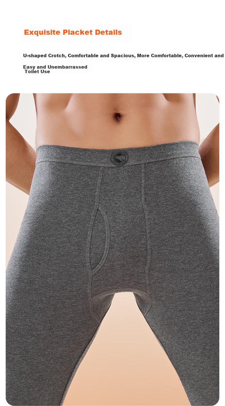 SEPTWOLVES Men's 100% Cotton Thin Thermal Underwear Pants Antibacterial Autumn and Spring Cotton Warm Long Johns 15