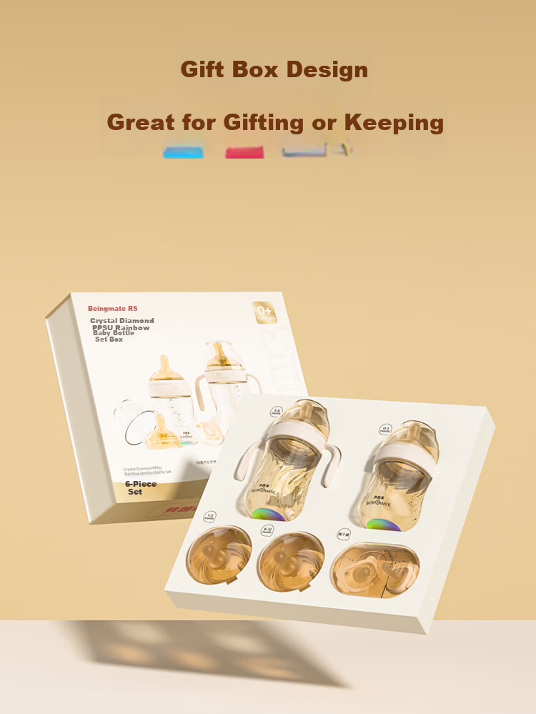 Beingmate Baby Diamond Glow Feeding Bottle Newborn Gift Set 0-6 Months Anti-Colic Eccentric Nipple PPSU Gravity Ball BBS 13