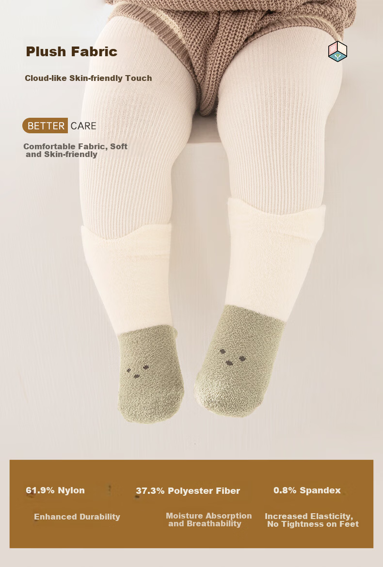 Baby Face Infant Socks Spring and Autumn Newborn Baby Mid-Calf Cotton Socks Children's Socks Autumn and Winter Foot Covers 3 Pairs Pack 5