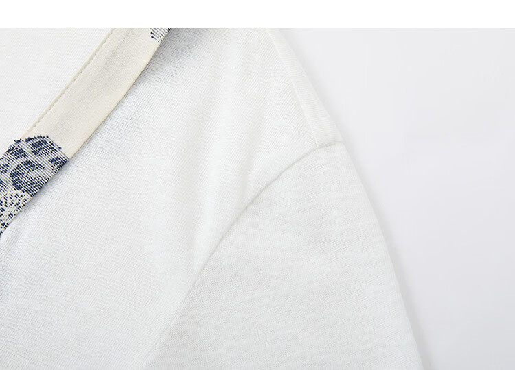 Demana Summer Faux Two-Piece Jacquard Splice Irregular Hem Loose Slim Dress with Wool Cloud Cotton 13