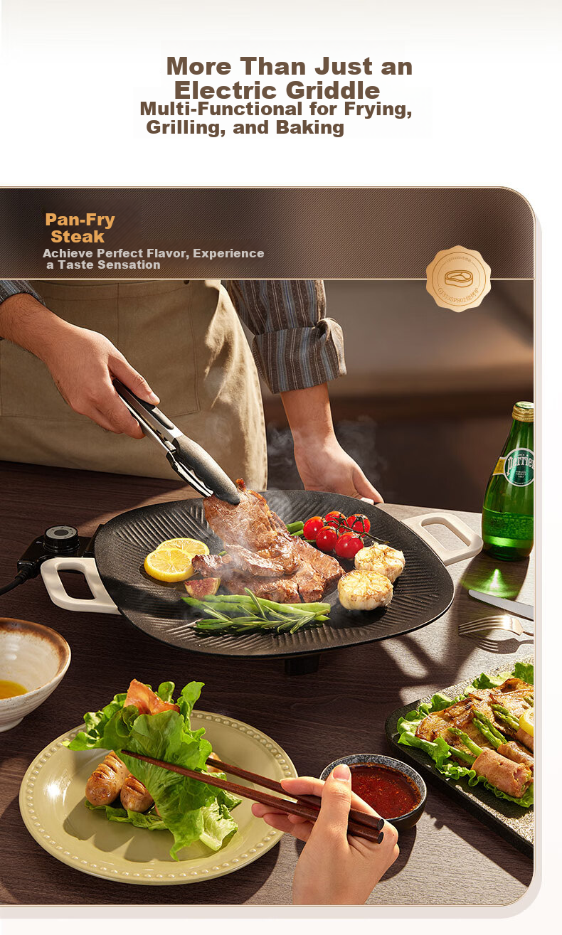 SUPOR Electric Grill Pan, Home Electric Barbecue Grill, Multi-Functional Pot for Grilling Skewers And Meat, Non-Stick Grill Machine with Detachable Design for 3-5 People, GJ3723P805 9