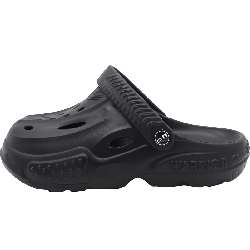 Warrior Men's Soft Sole Slippers Hollow Outdoor Casual Garden Shoes Durable Beach Shoes SDJ-0763 Black Size 43