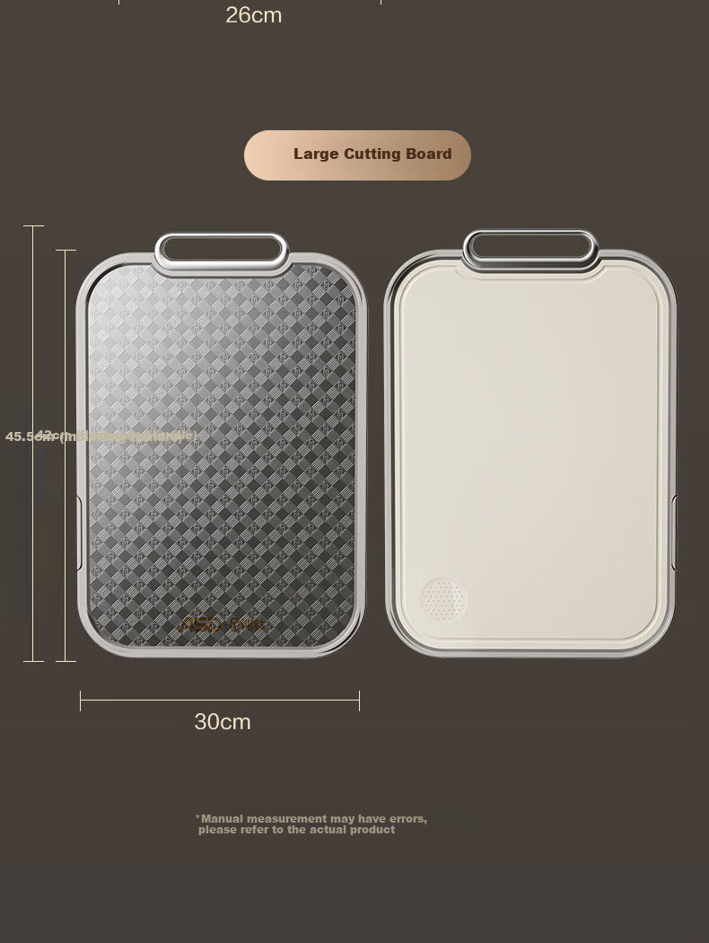 ASD Titanium Enjoy Series Double-Sided Cutting Board, Double-Sided Mold-Resistant Titanium + Antibacterial PP, 28cm 15