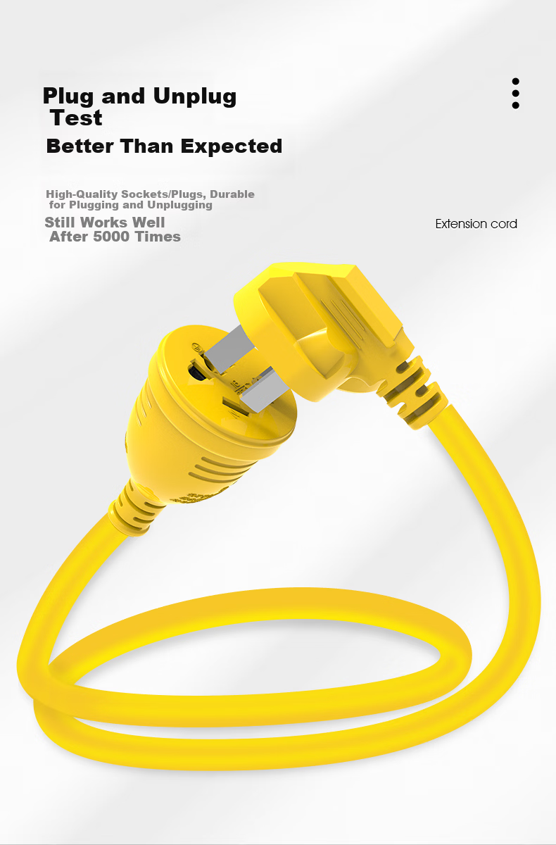 Kyfen Outdoor Multifunctional Power Extension Cord, New National Standard Socket, Drop-Resistant Power Strip, Tensile and Wear Resistant, 20m, 16A, 2.5mm² Pure Copper Thickened Wire Core 7