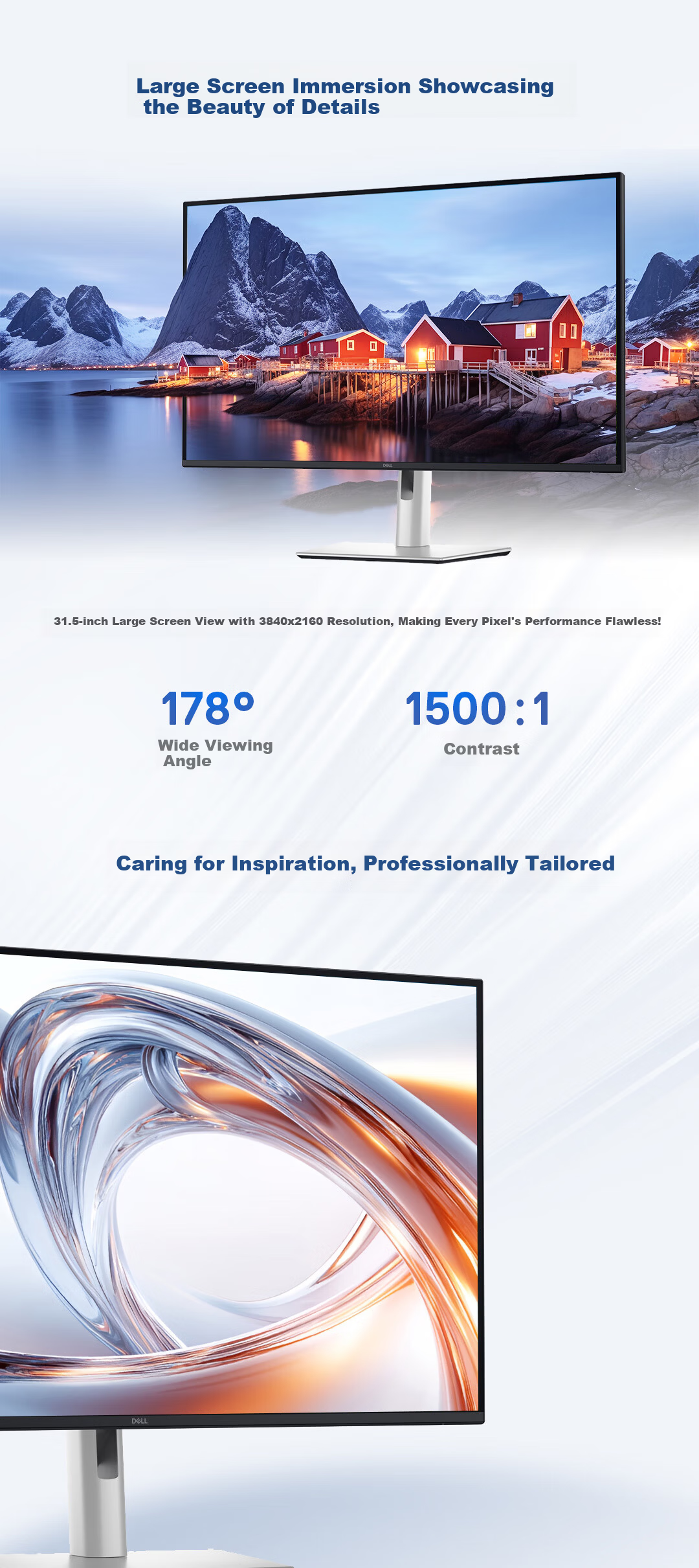 DELL 31.5-inch 4K Office Monitor 100Hz IPS Type-C 90W Reverse Charging Blue Light Filter Rotatable Height Adjustable P3225QE 1