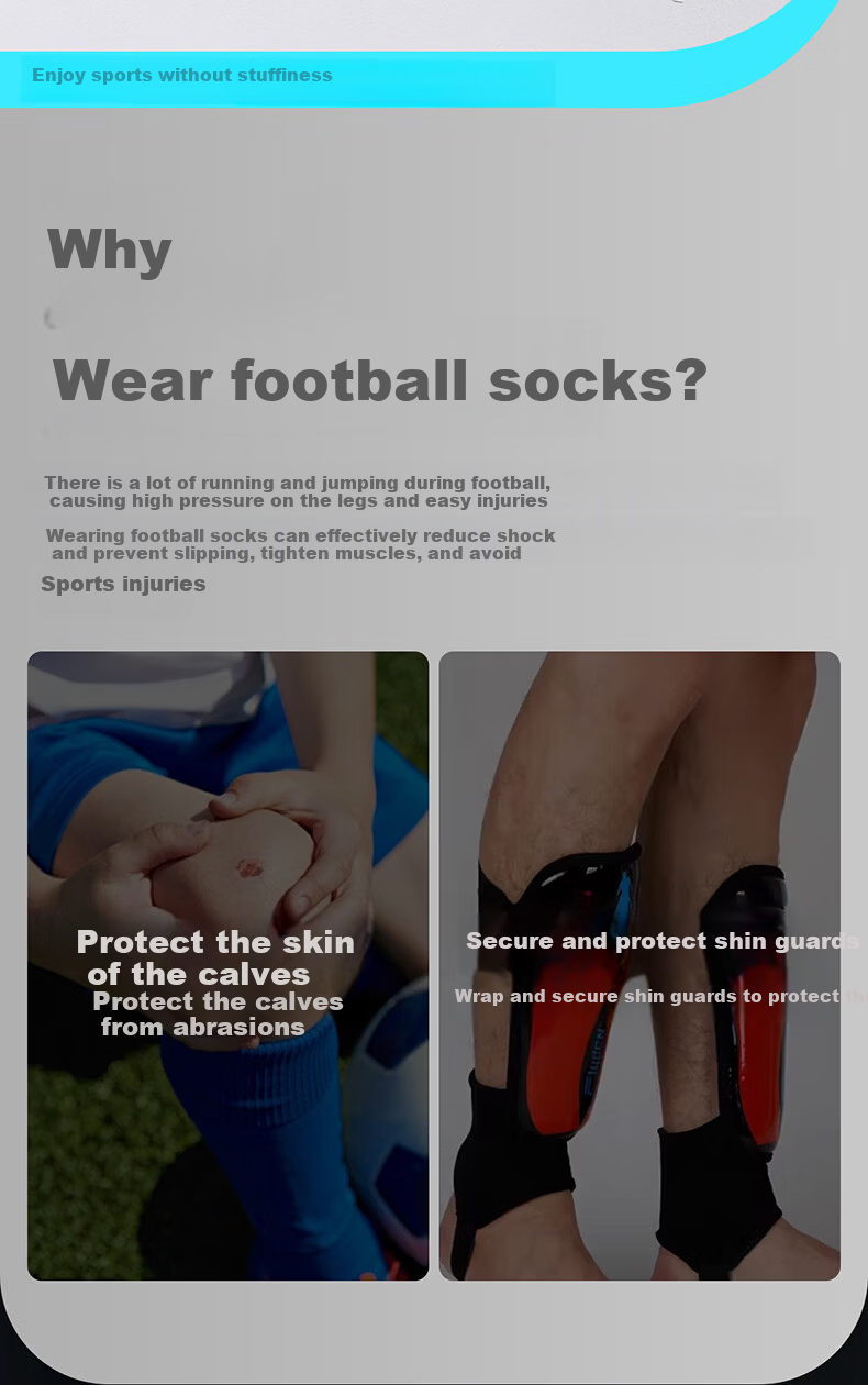 Lihai Wolf Men's Cotton Long Over-the-Knee Football Socks Thin Non-Slip Breathable Sports Socks Children's Football Training Socks 2