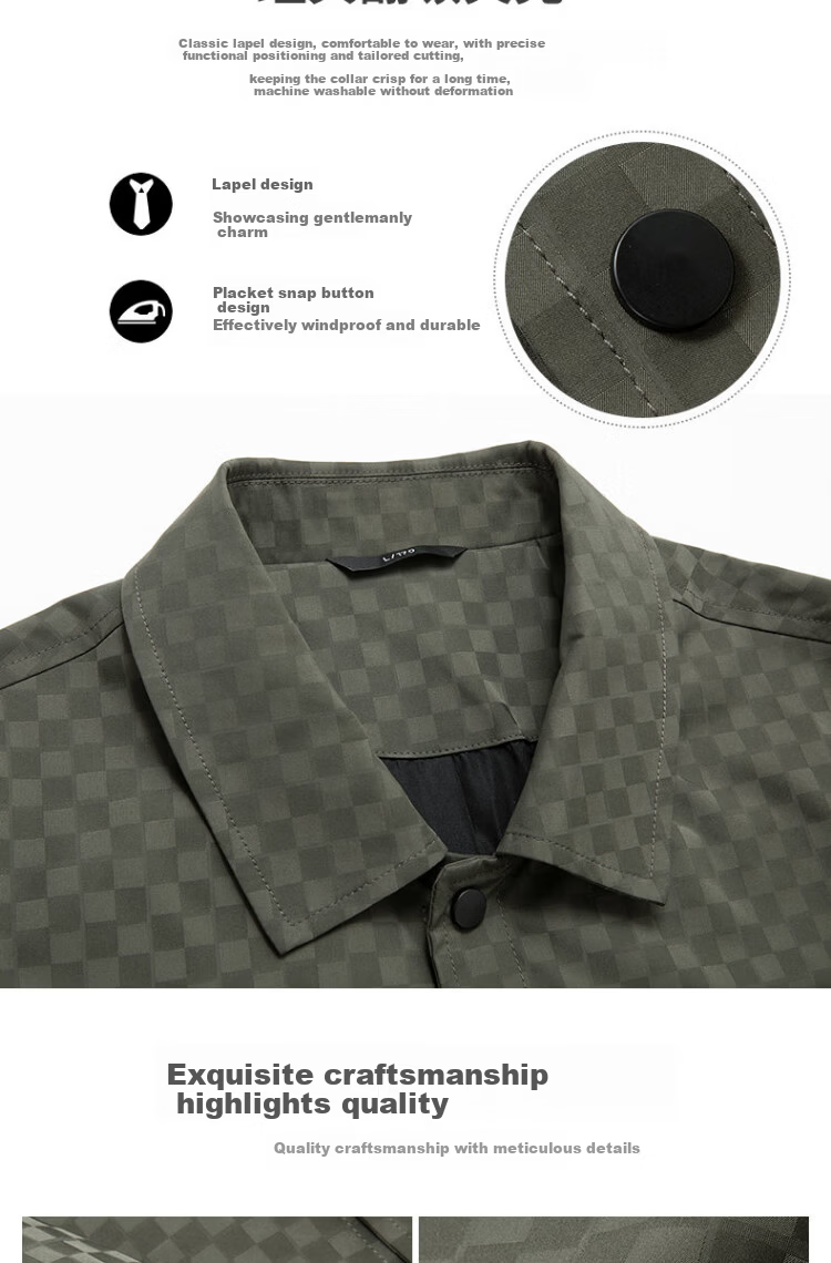 MARK FAIRWHALE Checkered Lapel Casual Jacket Men's Spring Autumn Youth Trendy Embroidered Windproof Coat 5