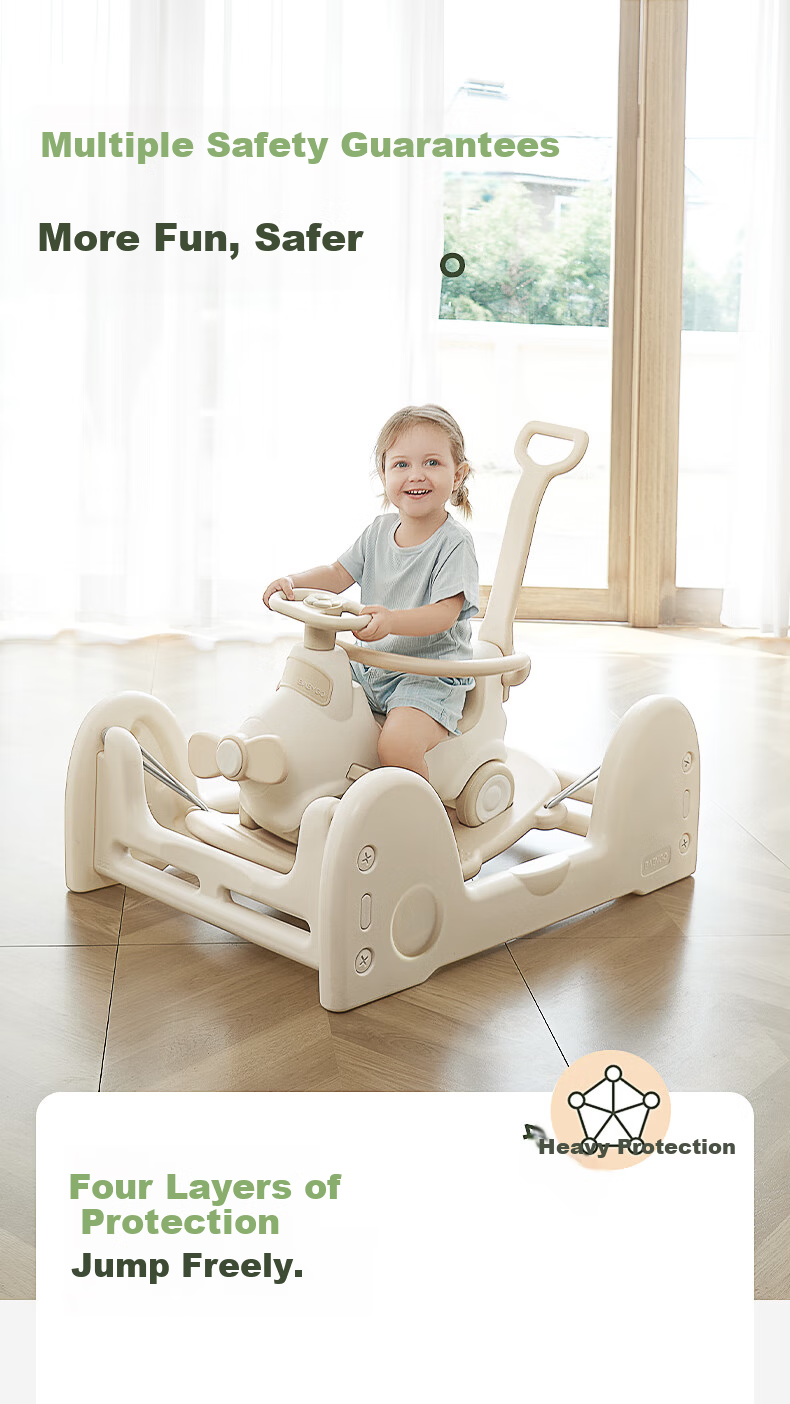 BG-BABYGO Aviator Rocking Horse Bouncer Baby Ride-On Car Toddler Wooden Horse Toy Birthday Gift First Birthday Present Rocker Car 5