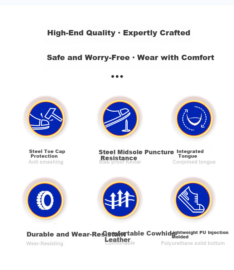 BlueOwl Shield Men's High-Top Waterproof Steel Toe Anti-Smash Puncture-Resistant Wear-Resistant Leather Safety Work Construction Shoes DL202 Size 37 6