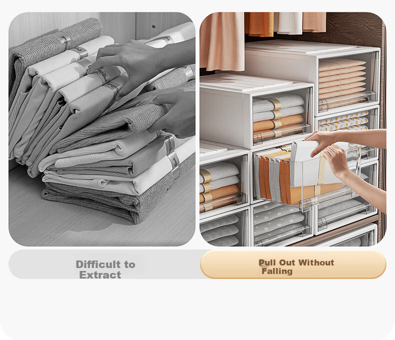 Jiabangshou Storage Box, Drawer-Style Organizer Cabinet, Closet Storage Container, [40*29.5*16.5], Single Unit 3